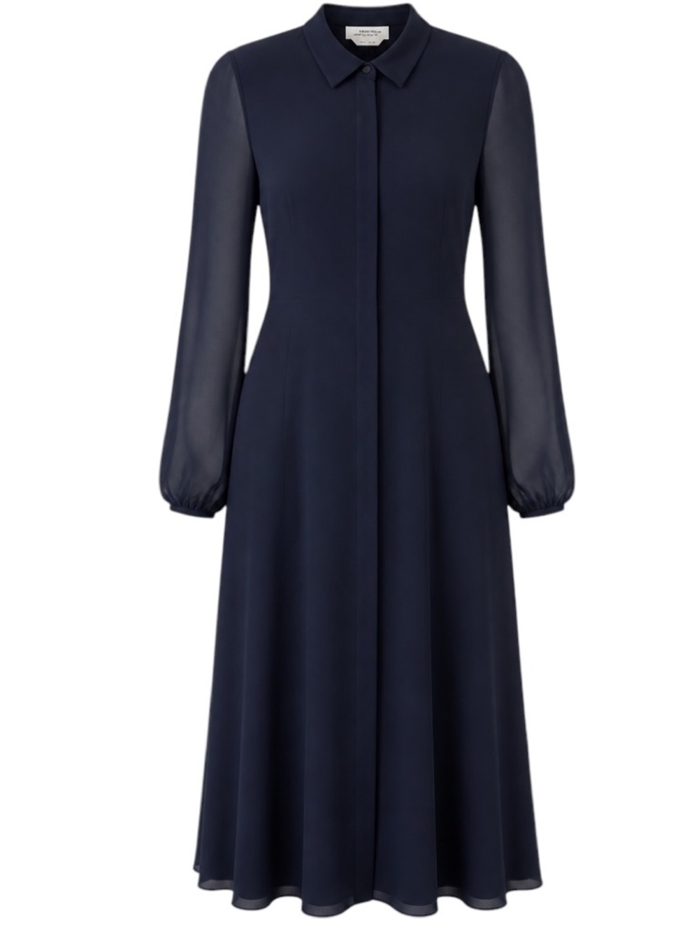 GABRIELA HEARST NAVY BLUE HOLT SILK MIDI DRESS